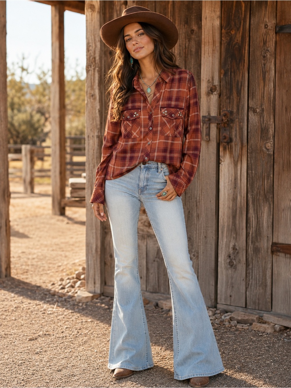 G.I.L.I. Rust Plaid Button-Down Shirt